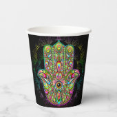 Gobelets En Papier Hamsa Fatma Main Psychedelic Art (Verso)