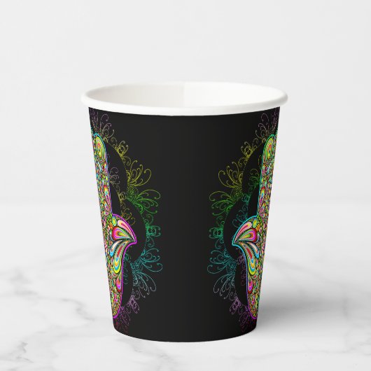 Gobelets En Papier Hamsa Fatma Main Psychedelic Art (Gauche)