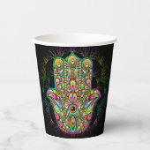 Gobelets En Papier Hamsa Fatma Main Psychedelic Art (Recto)