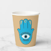 Gobelets En Papier Hamsa main Grec mal Oeil bleu (Verso)