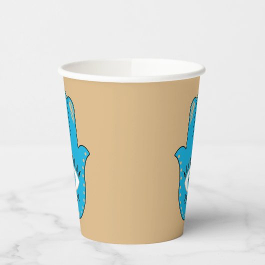 Gobelets En Papier Hamsa main Grec mal Oeil bleu (Gauche)