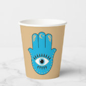 Gobelets En Papier Hamsa main Grec mal Oeil bleu (Recto)