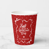 Gobelets En Papier Hand Drawn Bow & Hearts Pattern Valentine's Day (Recto)