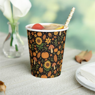 Gobelets En Papier Hand Drawn Rustic Fall Pattern Paper Plates