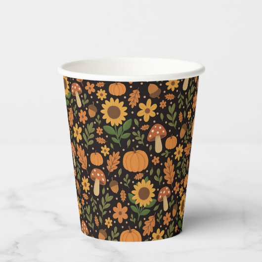Gobelets En Papier Hand Drawn Rustic Fall Pattern Paper Plates (Verso)