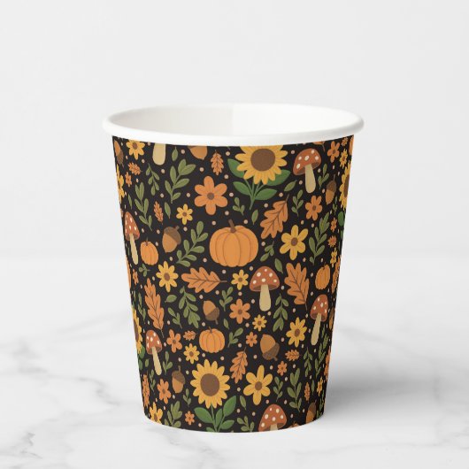 Gobelets En Papier Hand Drawn Rustic Fall Pattern Paper Plates (Gauche)