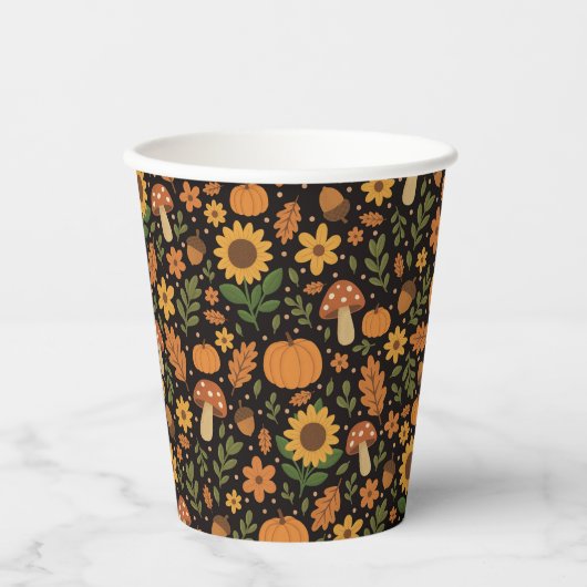 Gobelets En Papier Hand Drawn Rustic Fall Pattern Paper Plates (Recto)