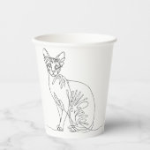 Gobelets En Papier Hand Drawn Sphynx Cat - Minimalist Line Art (Recto)