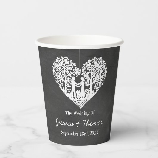 Gobelets En Papier Hanging Heart Tree Chalkboard Mariage Collection (Verso)