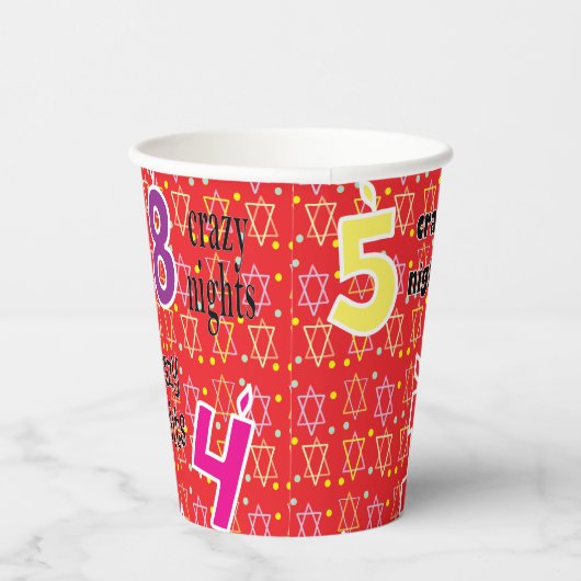 Gobelets En Papier Hanoukka 8 Nuits Folles 8 oz. (Droite)