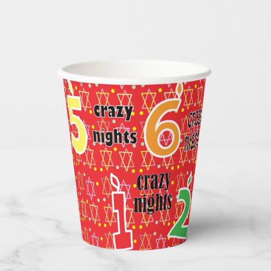 Gobelets En Papier Hanoukka 8 Nuits Folles 8 oz. (Recto)