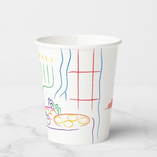 Gobelets En Papier Hanoukka Dîner de vacances 8 oz. (Gauche)