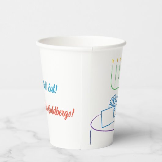 Gobelets En Papier Hanoukka Dîner de vacances 8 oz. (Droite)