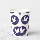 Gobelets En Papier Hanoukka Dove Menorah Design 8 oz. (Droite)