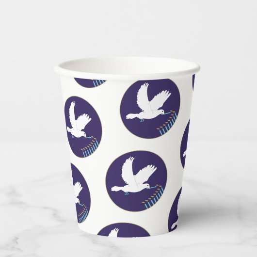 Gobelets En Papier Hanoukka Dove Menorah Design 8 oz. (Recto)