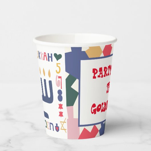 Gobelets En Papier Hanoukka Dreidel Time 8 oz. (Gauche)