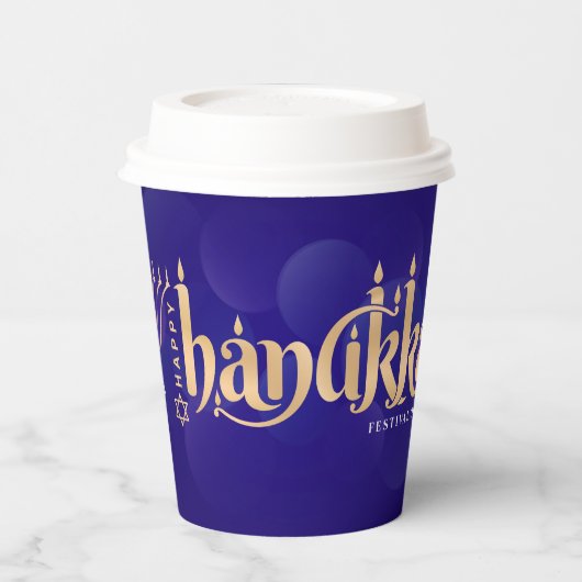 Gobelets En Papier Hanoukka Festive Des Lumières (Gauche)