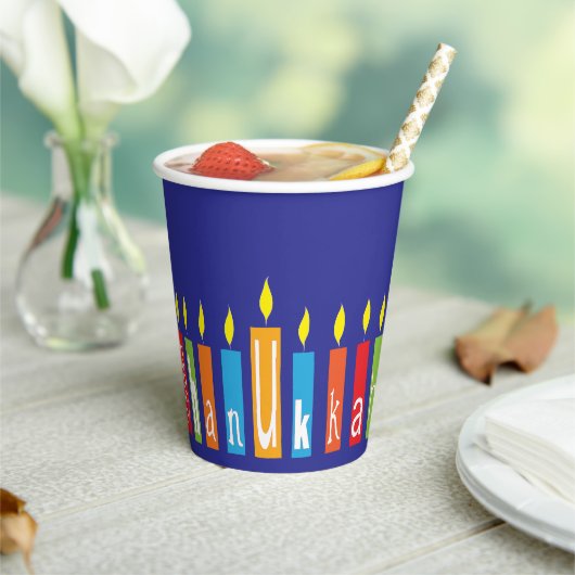 Gobelets En Papier Hanoukka Happy Candles 8 oz. (Insitu)