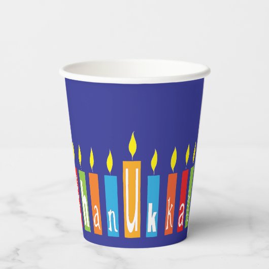 Gobelets En Papier Hanoukka Happy Candles 8 oz. (Verso)