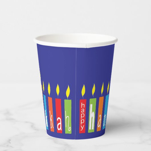 Gobelets En Papier Hanoukka Happy Candles 8 oz. (Droite)