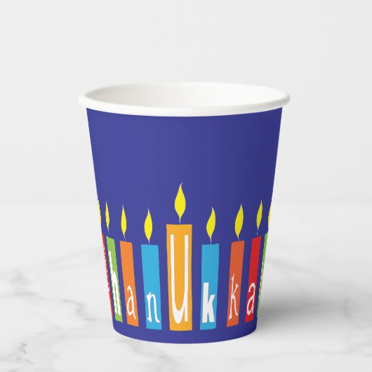 Gobelets En Papier Hanoukka Happy Candles 8 oz. (Recto)