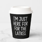 Gobelets En Papier Hanoukka Je suis juste ici pour les Latkes juifs (Recto)