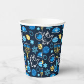 Gobelets En Papier Hanoukka Symboles Motif bleu (Droite)