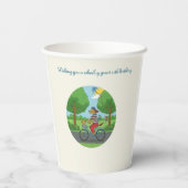 Gobelets En Papier Happy 10th Birthday with Dog riding a Bike (Verso)