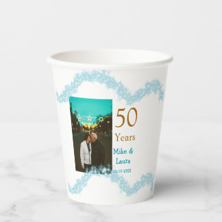 Gobelets En Papier Happy 50th anniversary add couple name date weddin