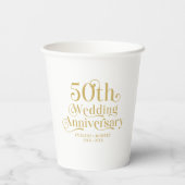 Gobelets En Papier Happy 50th Wedding Anniversary Gold Typography (Verso)