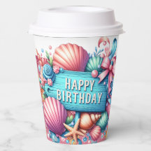 Happy Birthday Seashells Paper cup