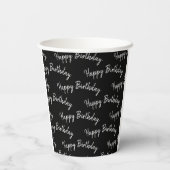 Gobelets En Papier Happy Birthday Text On Black (Verso)