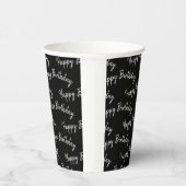 Gobelets En Papier Happy Birthday Text On Black (Droite)