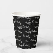 Gobelets En Papier Happy Birthday Text On Black (Recto)