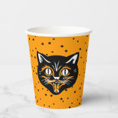 Gobelets En Papier Happy Classic Halloween noir visage de chat sur le (Recto)