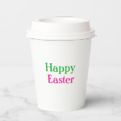 Gobelets En Papier Happy easter boho vert rose enfants ajouter nom ti (Verso)