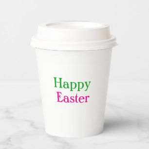 Gobelets En Papier Happy easter boho vert rose enfants ajouter nom ti
