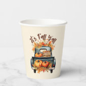 Gobelets En Papier Happy Fall Y'all - Camion rustique avec Citrouille (Verso)