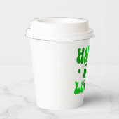 Gobelets En Papier HAPPY GO LUCKY Shamrock tasses avec couvercle (Droite)