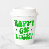 Gobelets En Papier HAPPY GO LUCKY Shamrock tasses avec couvercle (Recto)