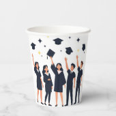 Gobelets En Papier Happy Graduates Throwing Caps Celebration (Verso)