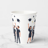 Gobelets En Papier Happy Graduates Throwing Caps Celebration (Gauche)