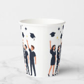 Gobelets En Papier Happy Graduates Throwing Caps Celebration (Droite)