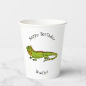 Gobelets En Papier Happy green iguana cartoon (Recto)