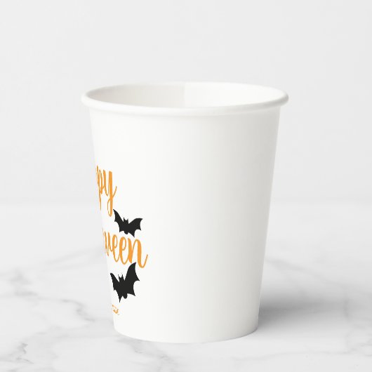 Gobelets En Papier HAPPY HALLOWEEN avec chauves-souris simple (Gauche)
