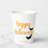 Gobelets En Papier HAPPY HALLOWEEN avec chauves-souris simple (Recto)