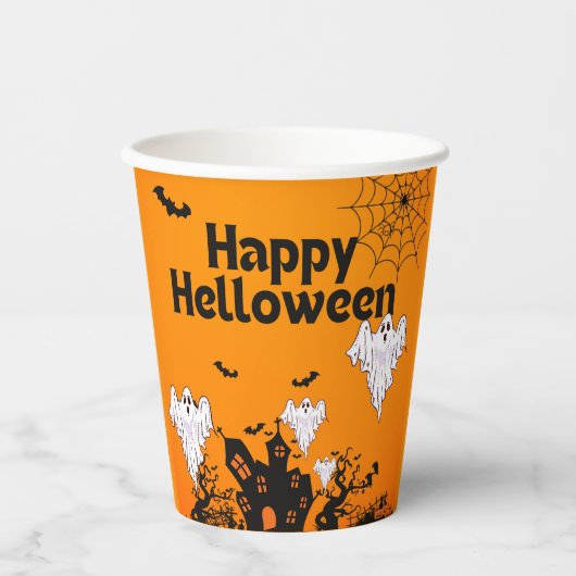 Gobelets En Papier Happy Halloween design (Recto)
