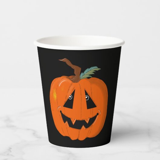 Gobelets En Papier Happy Halloween Jack-o'-lantern Illustration Art (Recto)