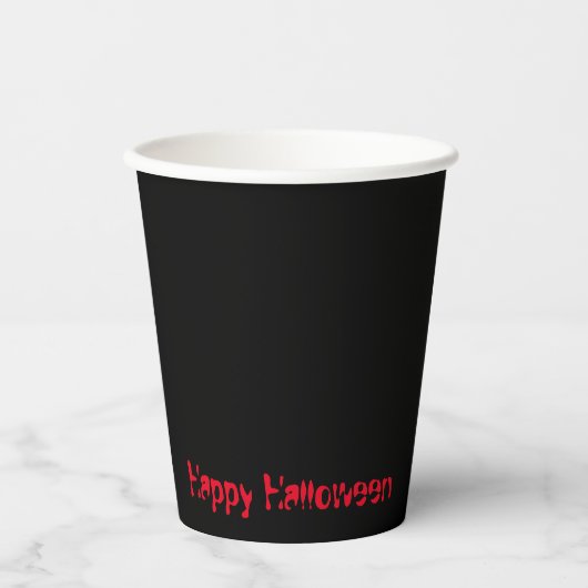 Gobelets En Papier Happy Halloween niece Simple Solid Black (Recto)