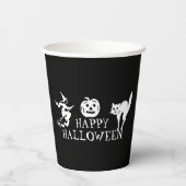 Gobelets En Papier Happy Halloween noir blanc éffrayant (Verso)